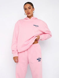 Damen Oversize Hoodie mit Aufdruck "White Fox" Rückseite-Rosa-XS-Luzern Mode