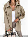 Damen Shacket Oversize Hemdjacke mit Taschen Trendy-Beige-XS-Luzern Mode