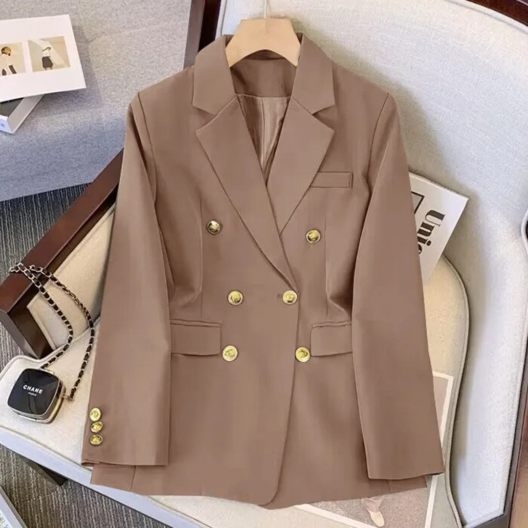 Damen Blazer Doppelreihig Elegant Business Look-Braun-S-Luzern Mode