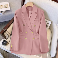 Damen Blazer Doppelreihig Elegant Business Look-Rosa-S-Luzern Mode