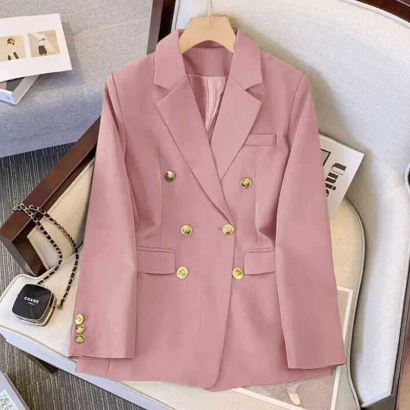 Damen Blazer Doppelreihig Elegant Business Look-Rosa-S-Luzern Mode
