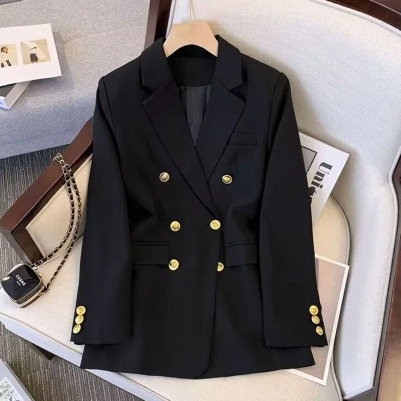Damen Blazer Doppelreihig Elegant Business Look-Schwarz-S-Luzern Mode