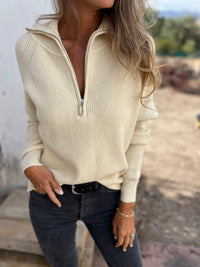 Damen Strickpullover mit Reißverschluss - Eleganter Look-Luzern Mode