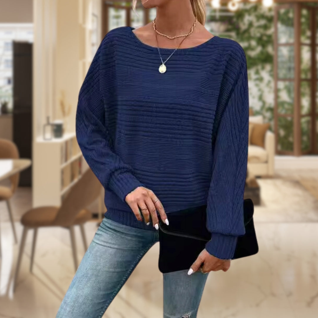 Damen Strickpullover mit Rundhals - Bequem und Stilvoll-Blau-S-Luzern Mode