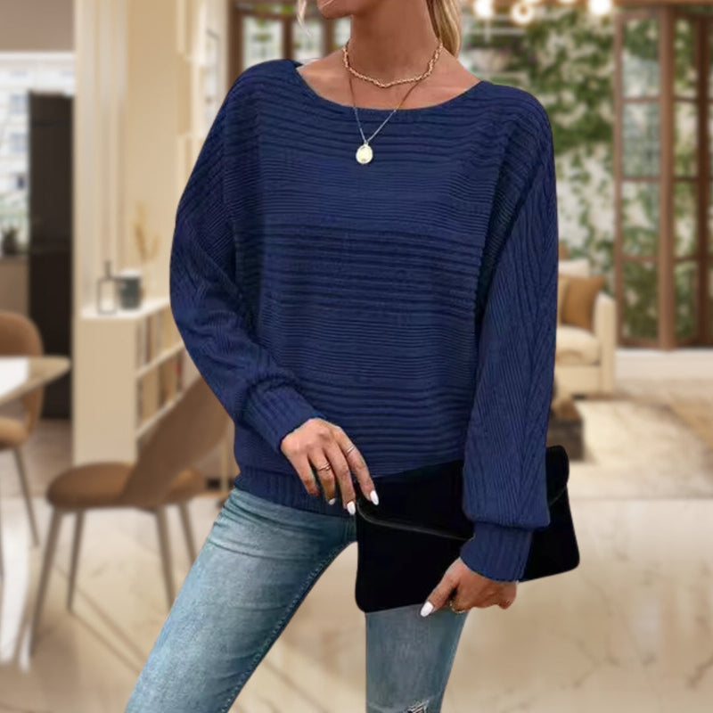 Damen Strickpullover mit Rundhals - Bequem und Stilvoll-Blau-S-Luzern Mode