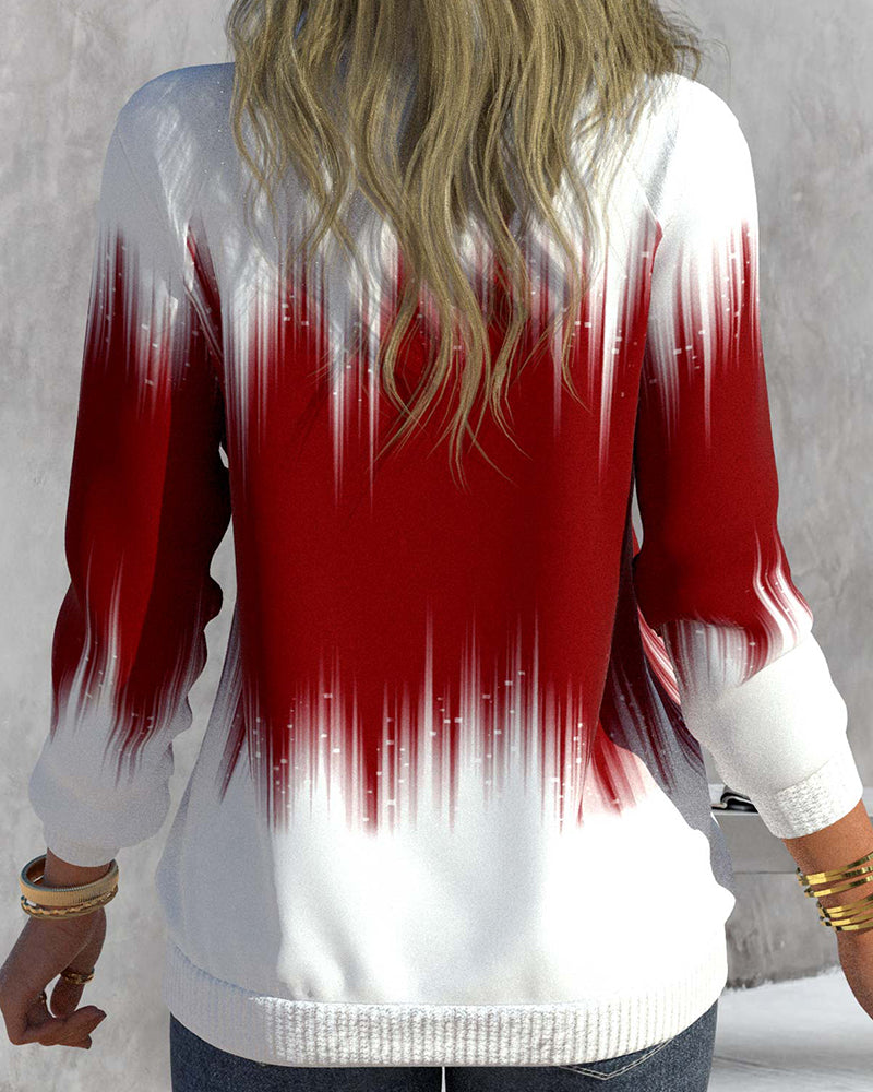 Damen Pullover mit Reißverschluss und modernem Print Design-Luzern Mode