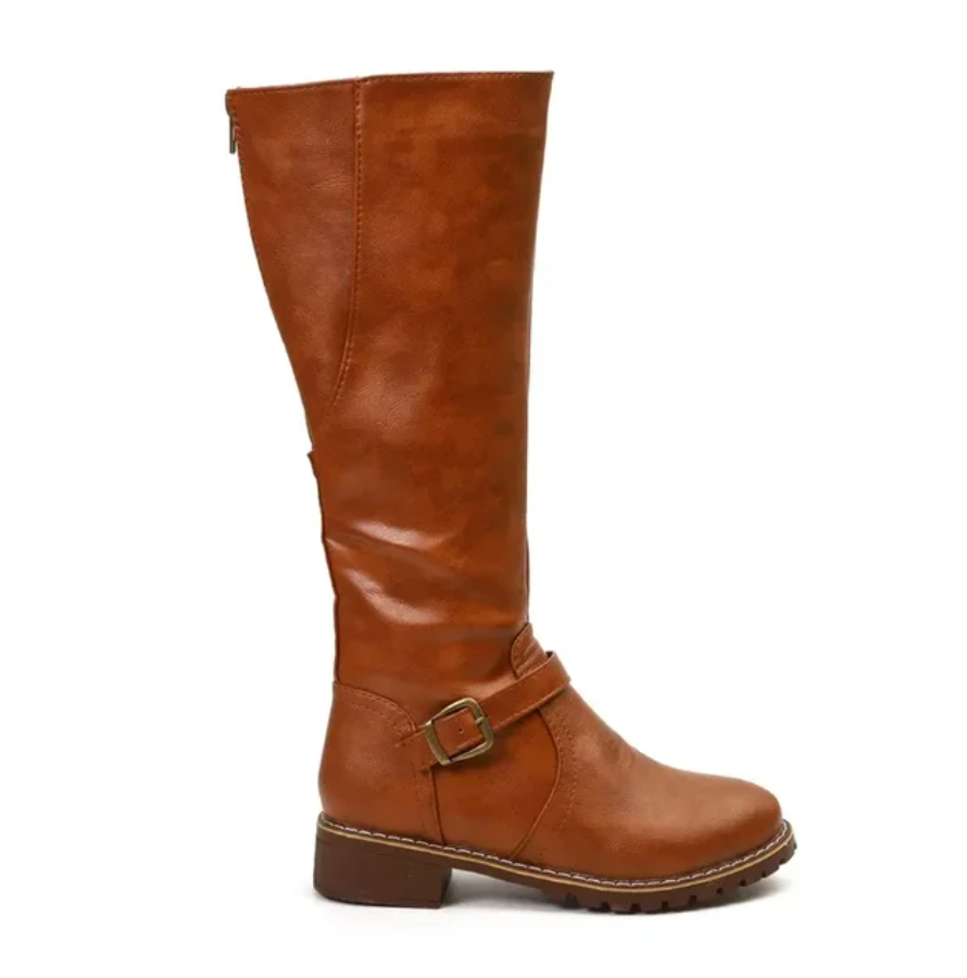 Damen Lederstiefel mit Schnalle - Elegante Winterstiefel-Luzern Mode