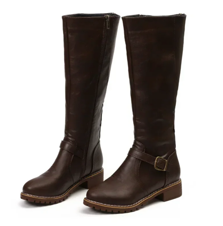 Damen Lederstiefel mit Schnalle - Elegante Winterstiefel-Luzern Mode