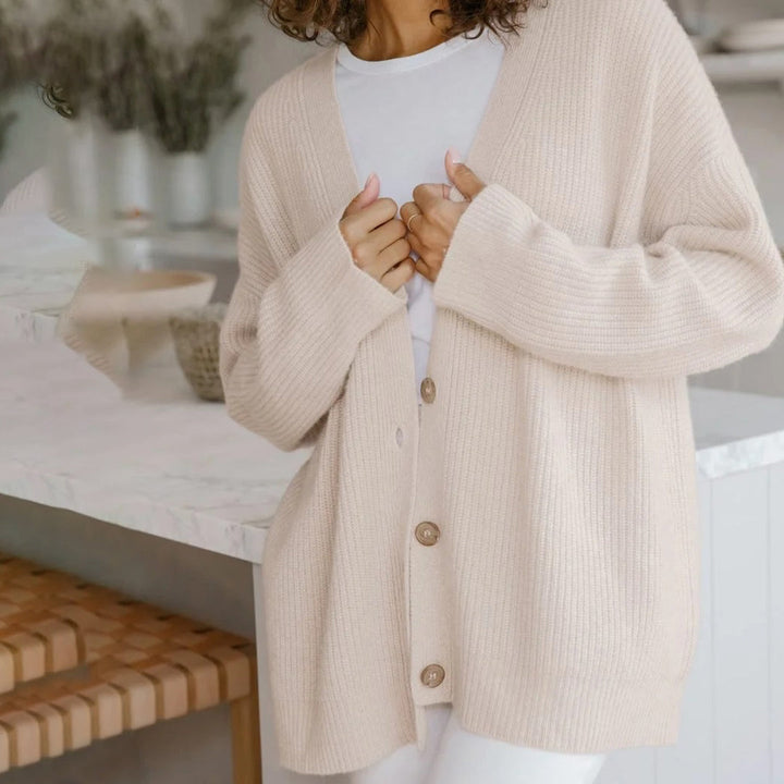 Damen Strickjacke Oversize mit Knöpfen für Herbst/Winter-Luzern Mode