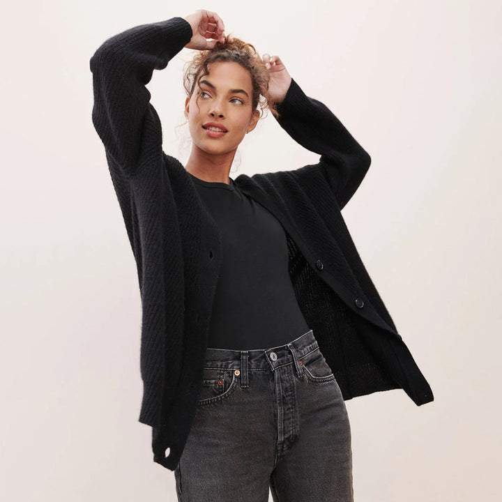Damen Strickjacke Oversize mit Knöpfen für Herbst/Winter-Luzern Mode