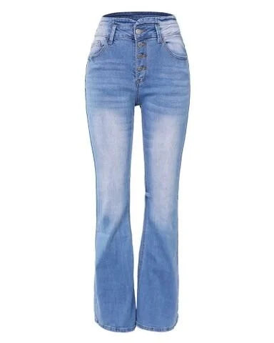 Schlaghose Damen Jeans mit hohem Bund und Stretch-Luzern Mode