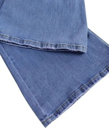 Schlaghose Damen Jeans mit hohem Bund und Stretch-Luzern Mode