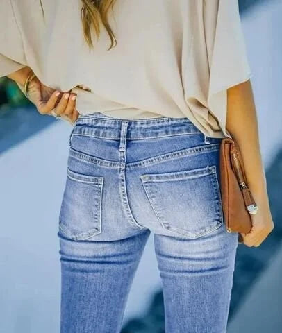 Schlaghose Damen Jeans mit hohem Bund und Stretch-Luzern Mode