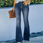 Schlaghose Damen Jeans mit hohem Bund und Stretch-Blau-S-Luzern Mode