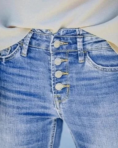 Schlaghose Damen Jeans mit hohem Bund und Stretch-Luzern Mode