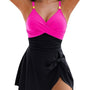 Einteiler Badeanzug Damen | Wickeldesign | Figurformend | Sexy Schnitt | Sommertrend-Schwarz-Pink-S-Luzern Mode