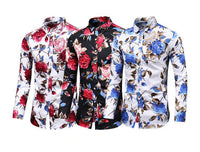 Herren Langarmhemd mit Blumenmuster - Elegantes Design-Luzern Mode
