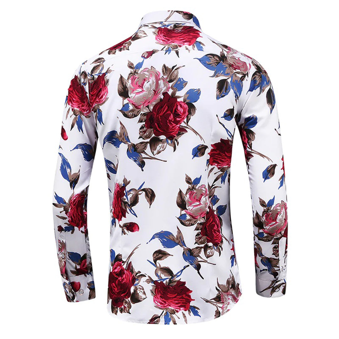 Herren Langarmhemd mit Blumenmuster - Elegantes Design-Luzern Mode