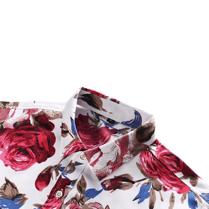 Herren Langarmhemd mit Blumenmuster - Elegantes Design-Luzern Mode