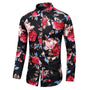 Herren Langarmhemd mit Blumenmuster - Elegantes Design-Schwarz-XS-Luzern Mode