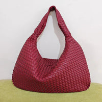 Gewebte Damenhandtasche aus Leder - Stilvolle Hobo Bag-Bordeauxrot-Luzern Mode