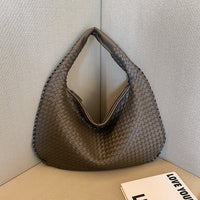 Gewebte Damenhandtasche aus Leder - Stilvolle Hobo Bag-Grau-Luzern Mode