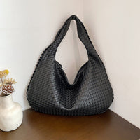 Gewebte Damenhandtasche aus Leder - Stilvolle Hobo Bag-Schwarz-Luzern Mode