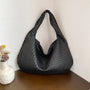 Gewebte Damenhandtasche aus Leder - Stilvolle Hobo Bag-Schwarz-Luzern Mode