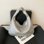 Gewebte Damenhandtasche aus Leder - Stilvolle Hobo Bag-Silber-Luzern Mode