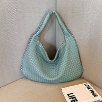 Gewebte Damenhandtasche aus Leder - Stilvolle Hobo Bag-Türkis-Luzern Mode