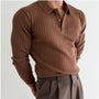 Herren Strickpullover mit Rippstruktur für kalte Tage-Braun-S-Luzern Mode