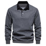 Herren Polo Sweatshirt Herbstmode Langarm Baumwolle-Grau-S-Luzern Mode