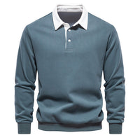 Herren Polo Sweatshirt Herbstmode Langarm Baumwolle-Grün-S-Luzern Mode
