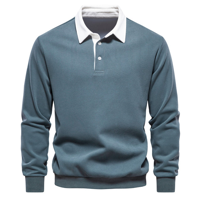Herren Polo Sweatshirt Herbstmode Langarm Baumwolle-Grün-S-Luzern Mode