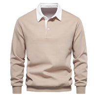 Herren Polo Sweatshirt Herbstmode Langarm Baumwolle-Khaki-S-Luzern Mode