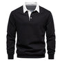Herren Polo Sweatshirt Herbstmode Langarm Baumwolle-Schwarz-S-Luzern Mode