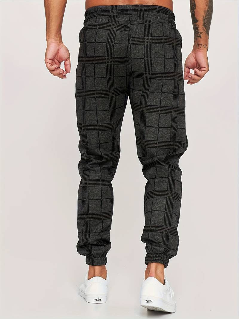 Herren Jogginghose kariert - Bequeme Freizeithose kaufen-Schwarz-S-Luzern Mode
