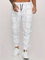 Herren Jogginghose kariert - Bequeme Freizeithose kaufen-Weiß-S-Luzern Mode