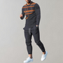 Herren Jogginganzug mit Karomuster Langarmshirt Set-Orange-S-Luzern Mode