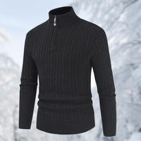 Herren Strickpullover mit Zopfmuster - Weicher Winterpullover-Schwarz-M-Luzern Mode