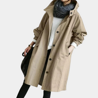 Damen Übergangsjacke mit Kapuze und Taschen - Lässig-Khaki-XS-Luzern Mode