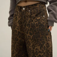 Damen Leopardenhose mit Gürtel - Modische Freizeithose-Luzern Mode