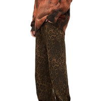 Damen Leopardenhose mit Gürtel - Modische Freizeithose-Luzern Mode