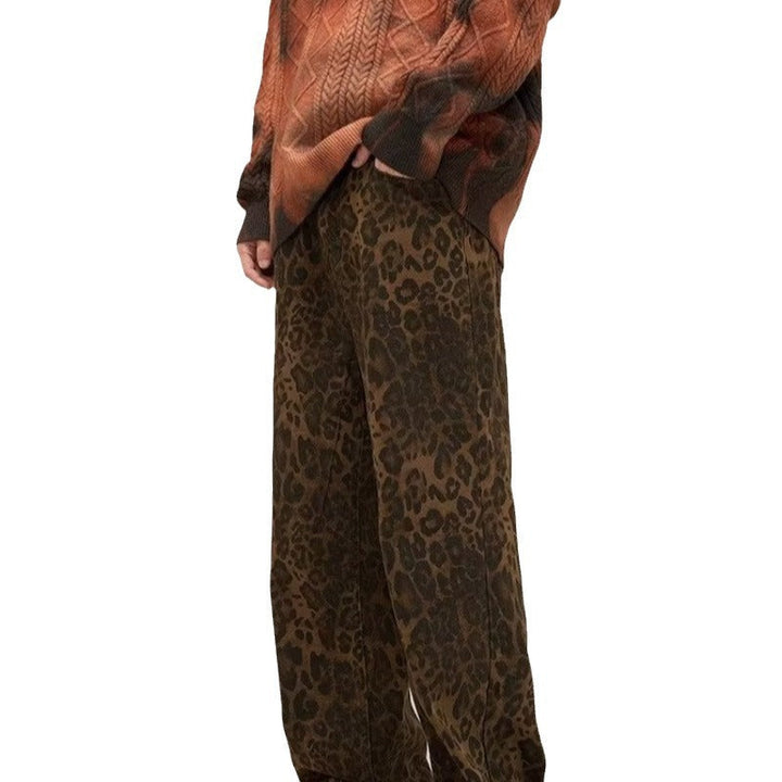 Damen Leopardenhose mit Gürtel - Modische Freizeithose-Luzern Mode