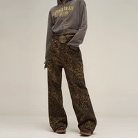 Damen Leopardenhose mit Gürtel - Modische Freizeithose-Luzern Mode