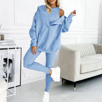 Damen Oversize Hoodie Sweatshirt mit Kapuze und Knöpfen-Babyblau-S-Luzern Mode