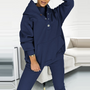 Damen Oversize Hoodie Sweatshirt mit Kapuze und Knöpfen-Blau-S-Luzern Mode