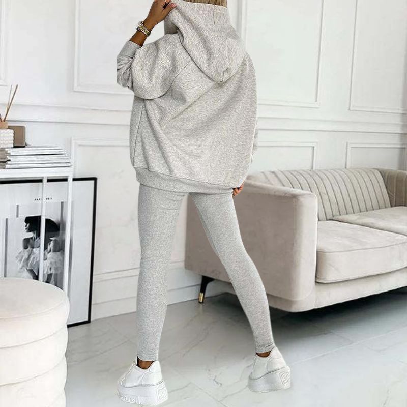Damen Oversize Hoodie Sweatshirt mit Kapuze und Knöpfen-Luzern Mode
