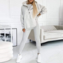 Damen Oversize Hoodie Sweatshirt mit Kapuze und Knöpfen-Grau-S-Luzern Mode