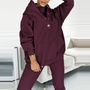 Damen Oversize Hoodie Sweatshirt mit Kapuze und Knöpfen-Lila-S-Luzern Mode